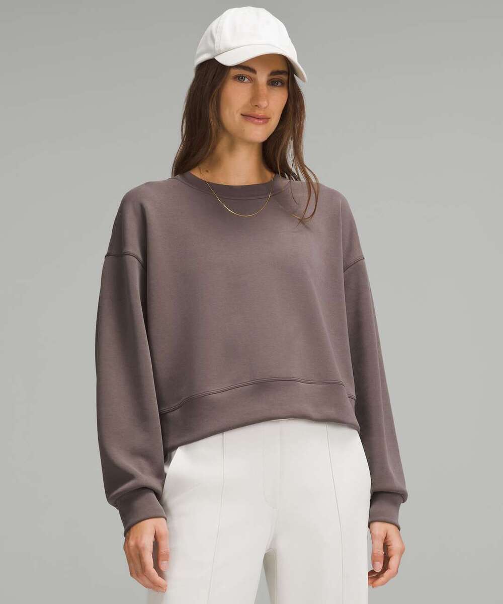 Lululemon Softstreme Perfectly Oversized Cropped Crew Espresso Brown Size 10 EUC